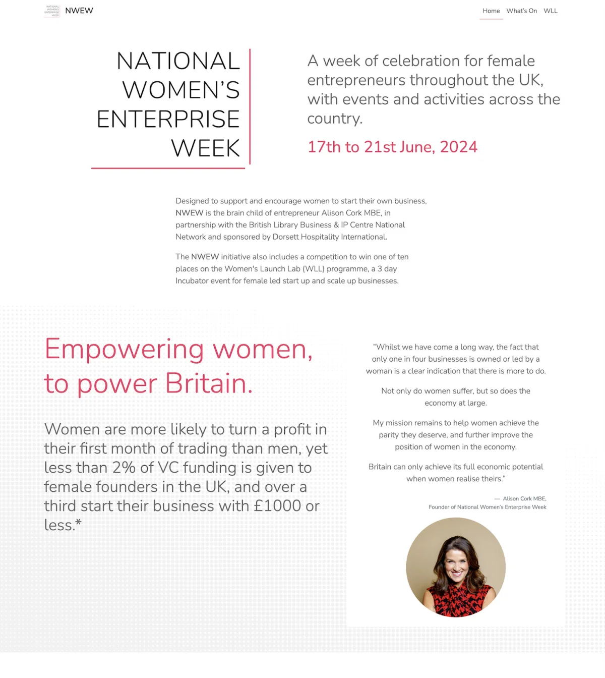 The National Women's Enterprise Week homepage